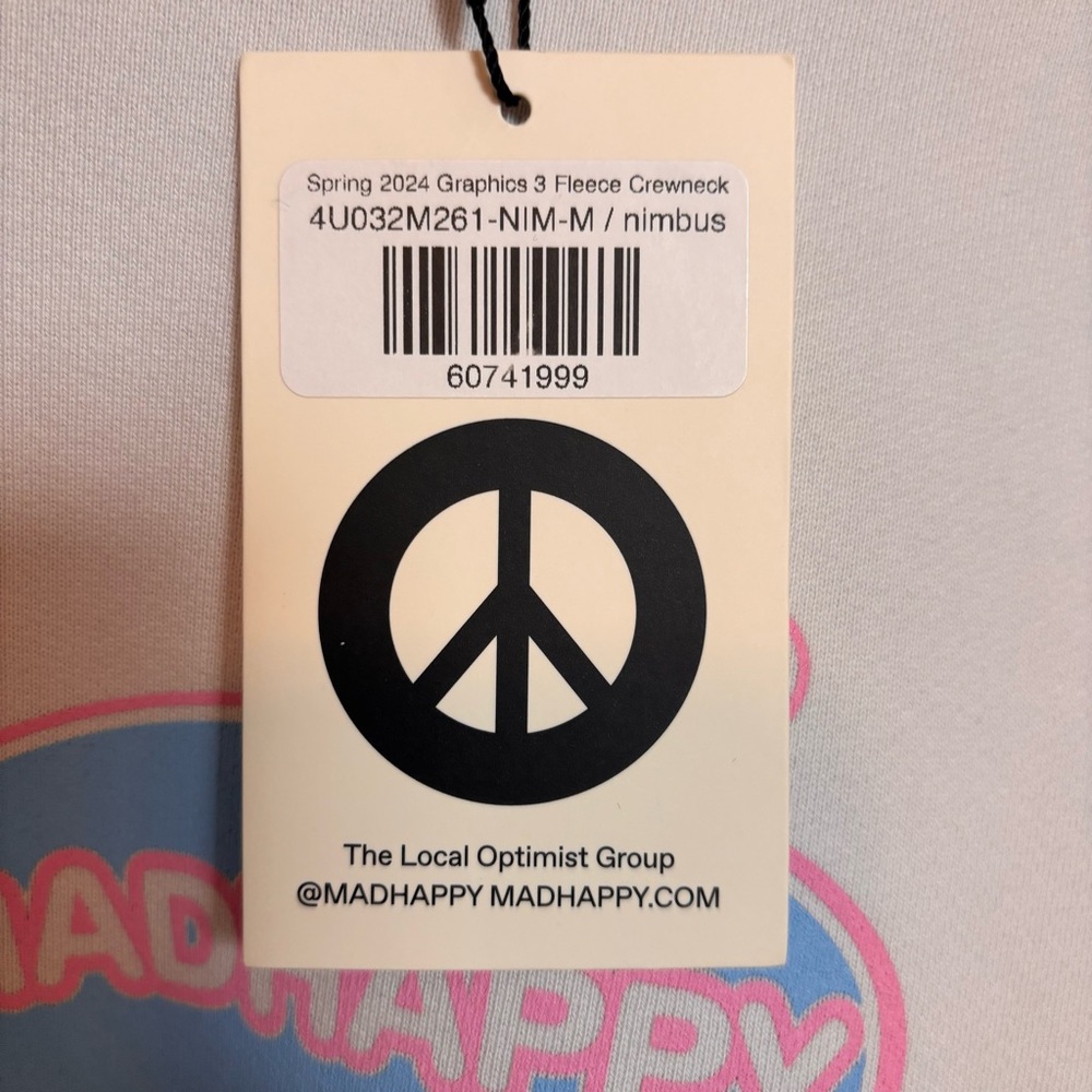 NWT Madhappy Graphics 3 Fleece Crewneck 2024 Crown Cream Pink Blue Medium‎ - Picture 4 of 9